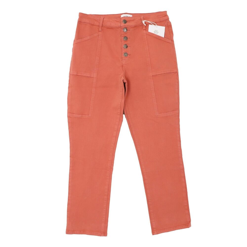 PISTOLA High Rise Utility Crop Straight Leg Pant 30 Red Rock Button Fly NWT B29